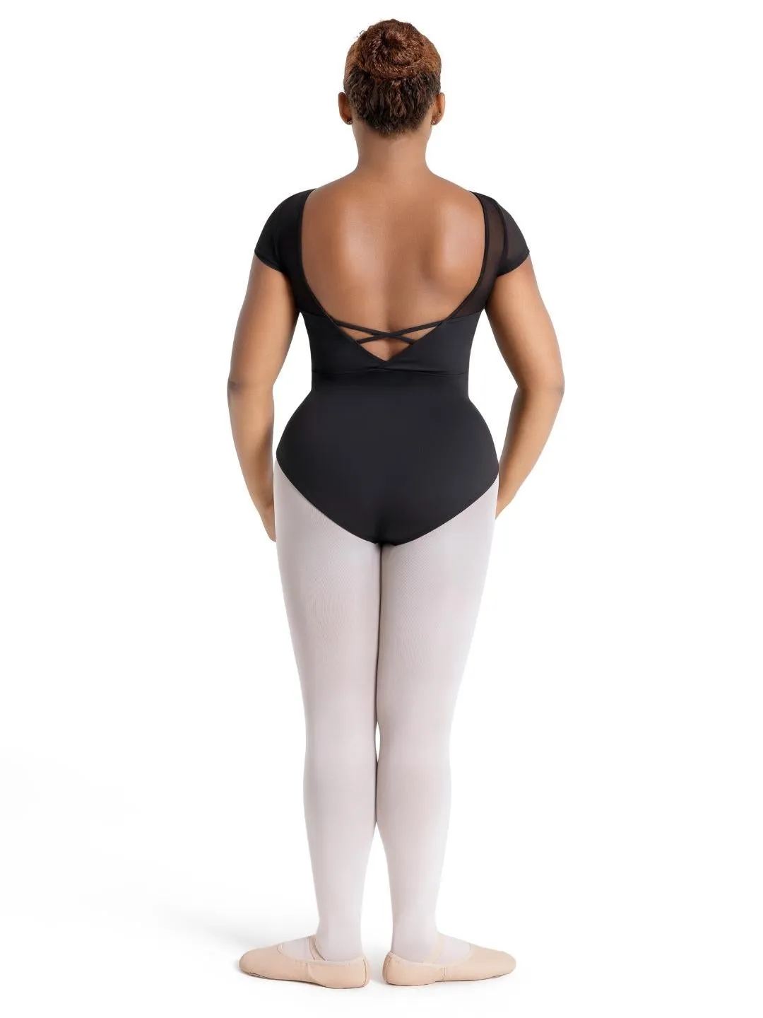 Capezio MC831W Meryl Mesh Yoke Short Sleeve Leotard