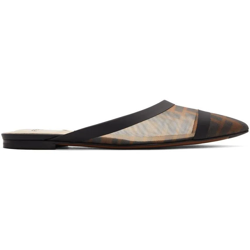 Fendi Black Mesh 'Forever Fendi' Colibri Slippers