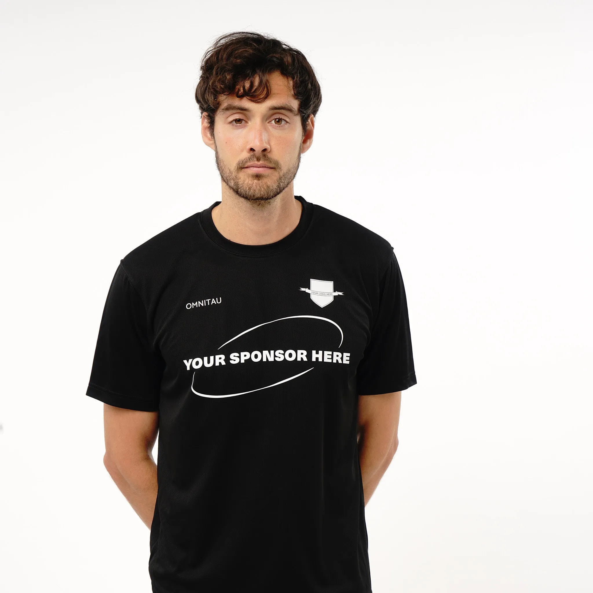Omnitau Men's Core Football Crew Neck Shirt - Black