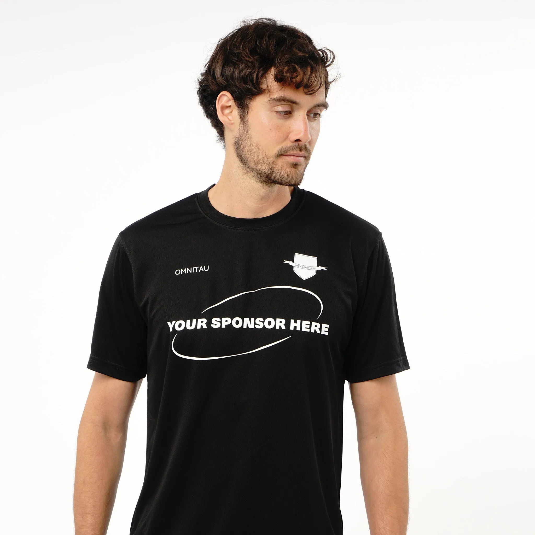 Omnitau Men's Core Football Crew Neck Shirt - Black
