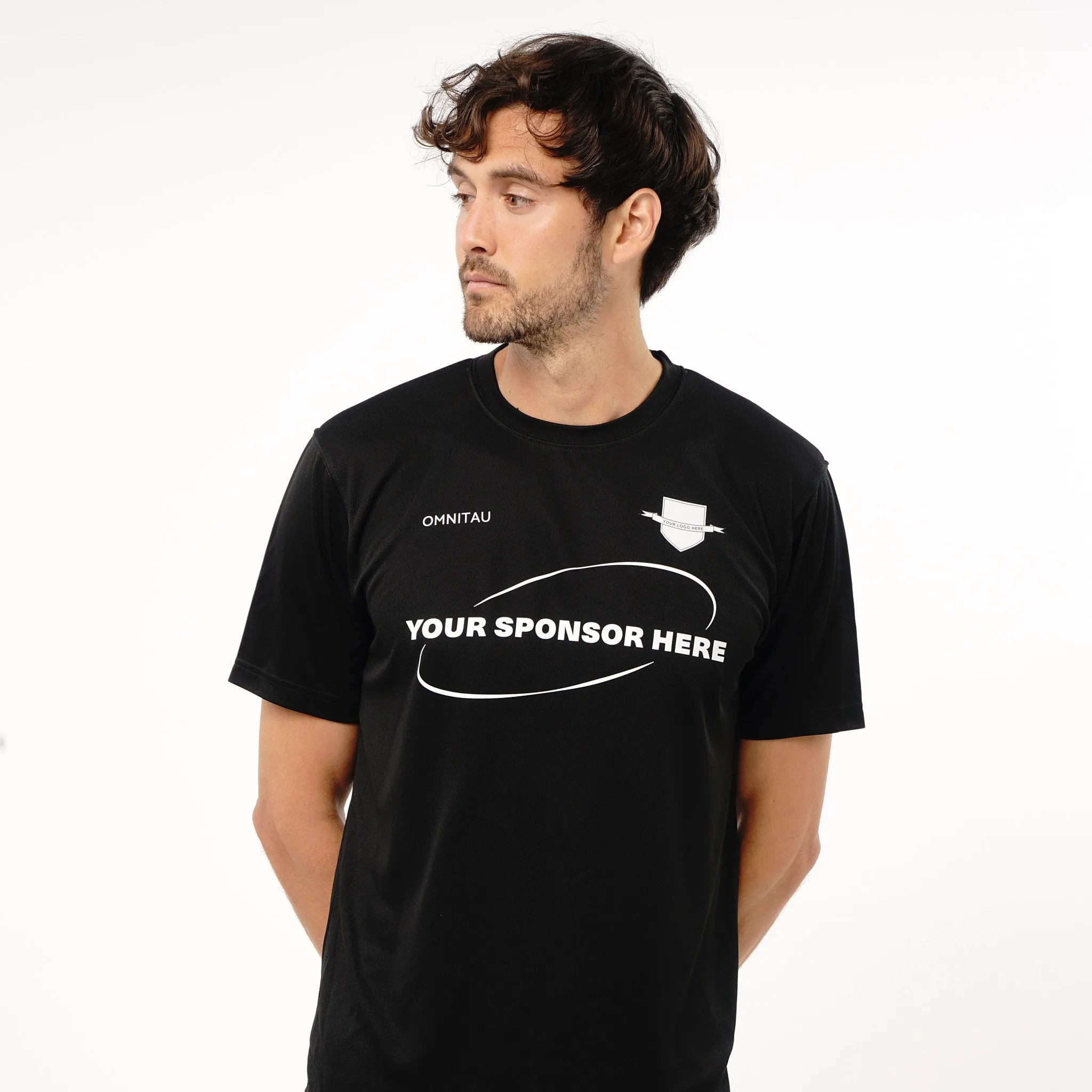 Omnitau Men's Core Football Crew Neck Shirt - Black