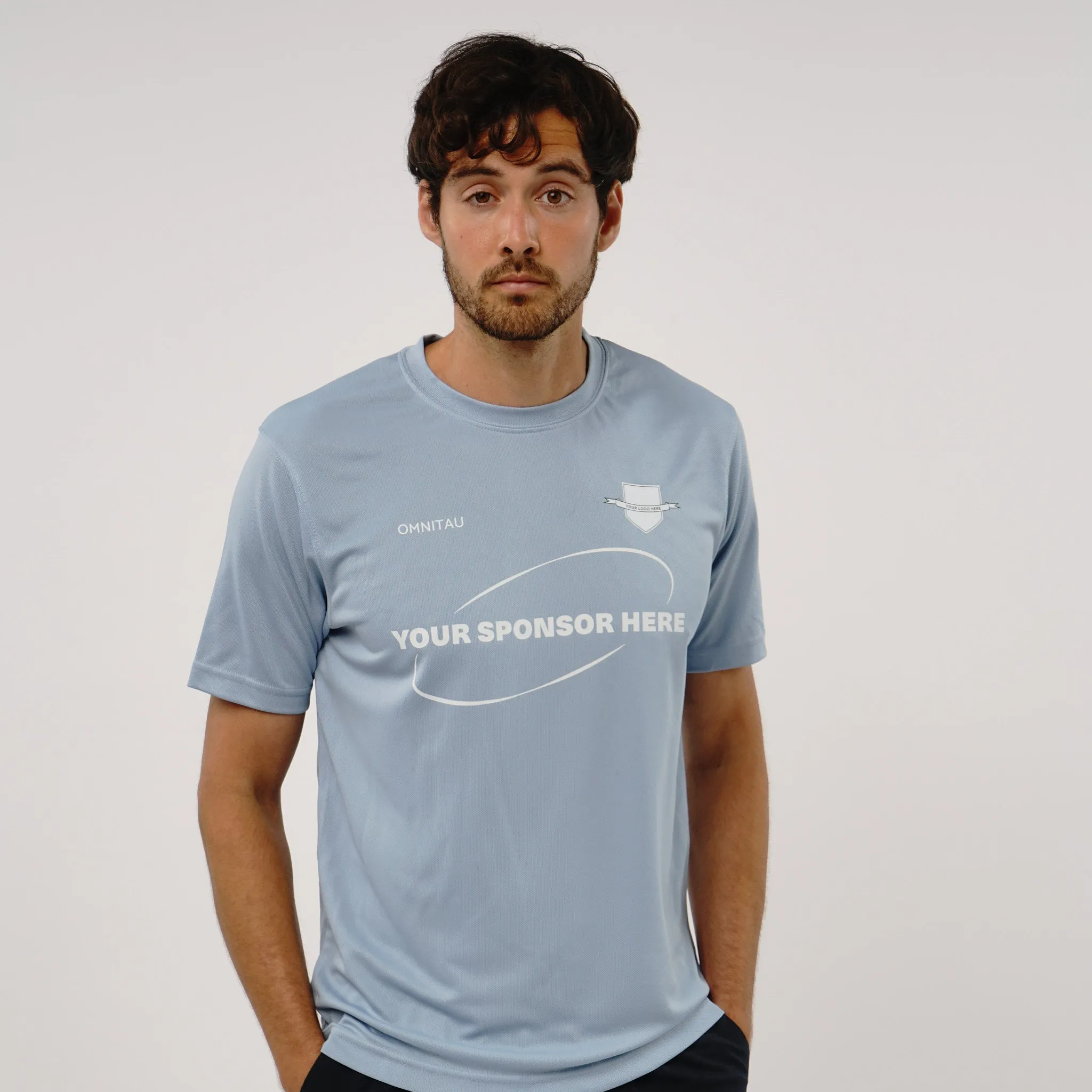 Omnitau Men's Core Football Crew Neck Shirt - Sky Blue