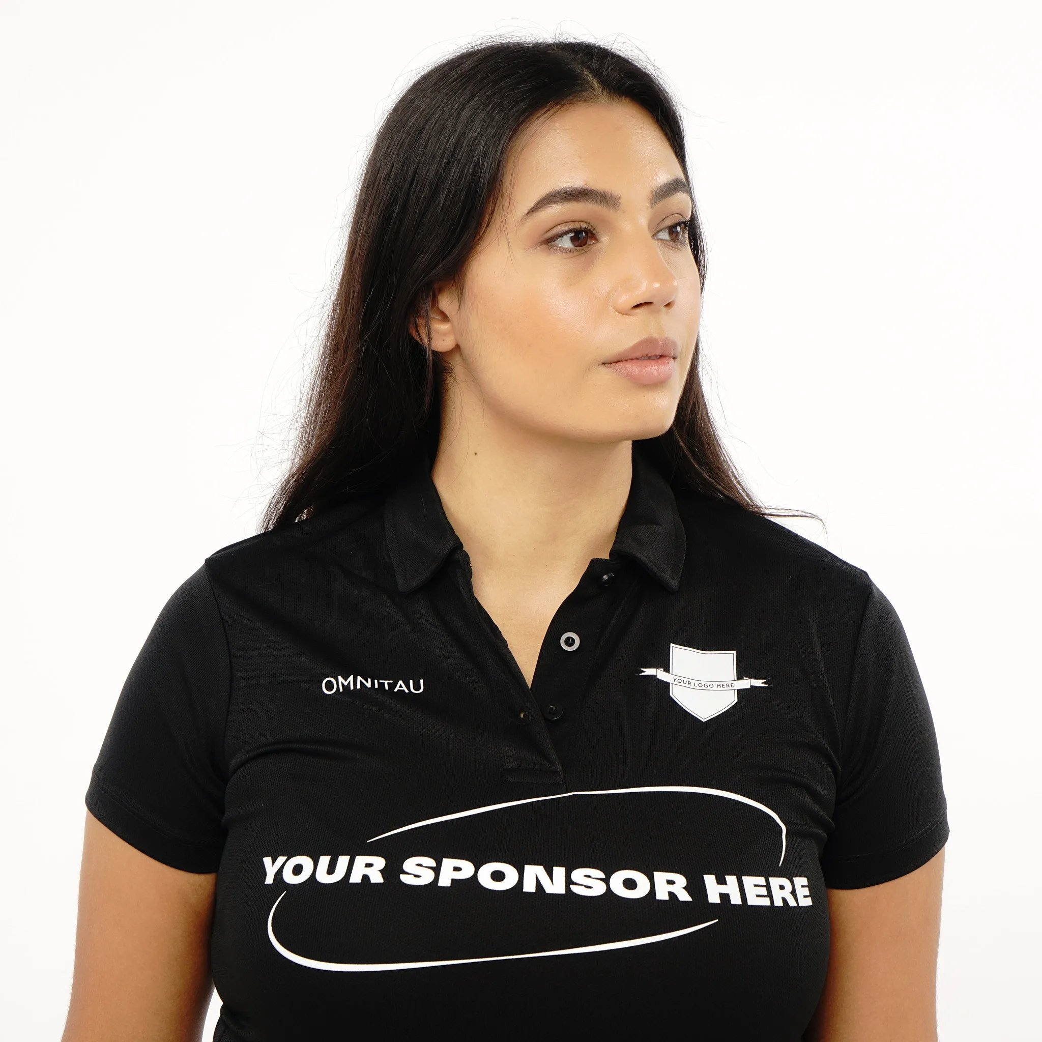 Omnitau Women's Core Football Polo Neck Shirt - Black
