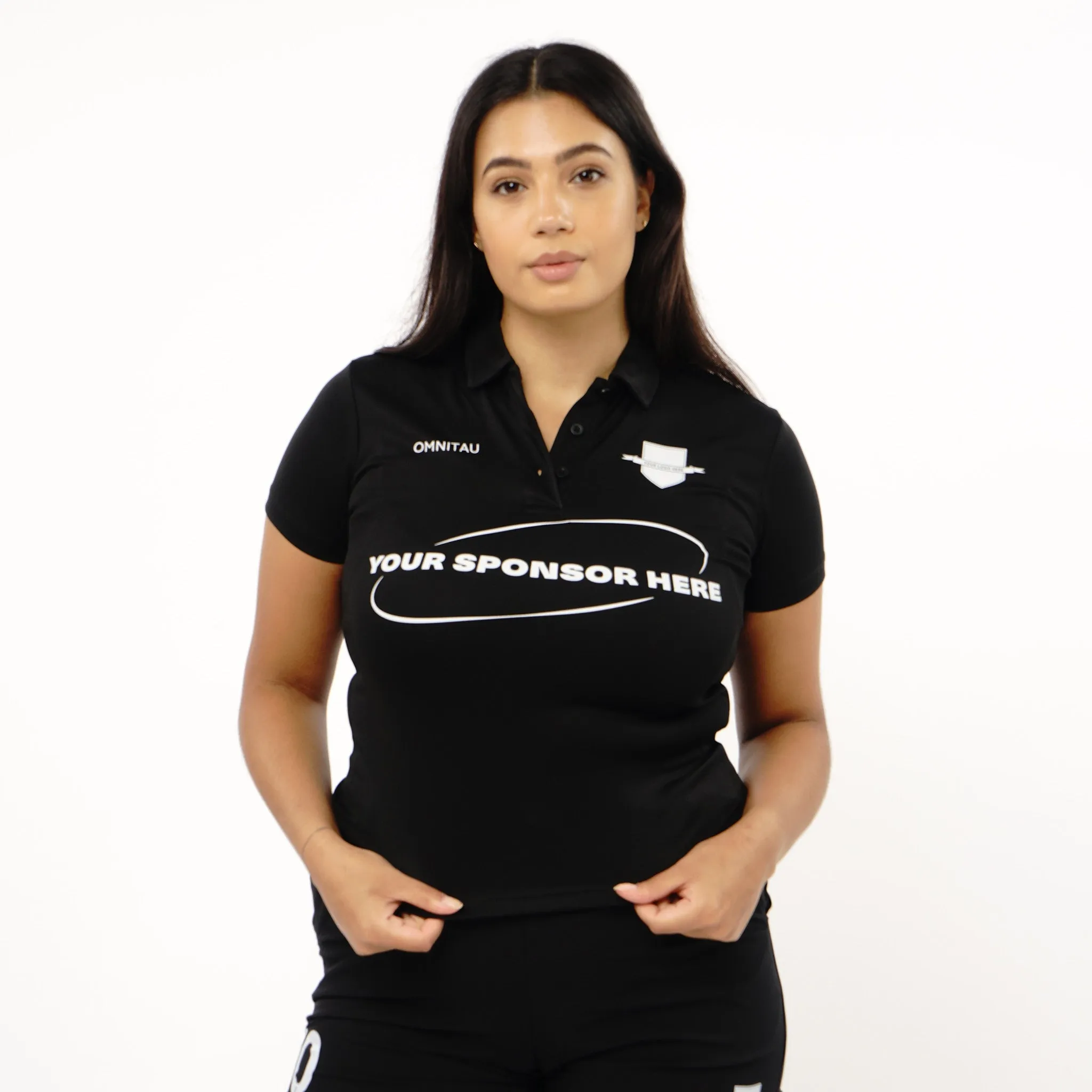 Omnitau Women's Core Football Polo Neck Shirt - Black
