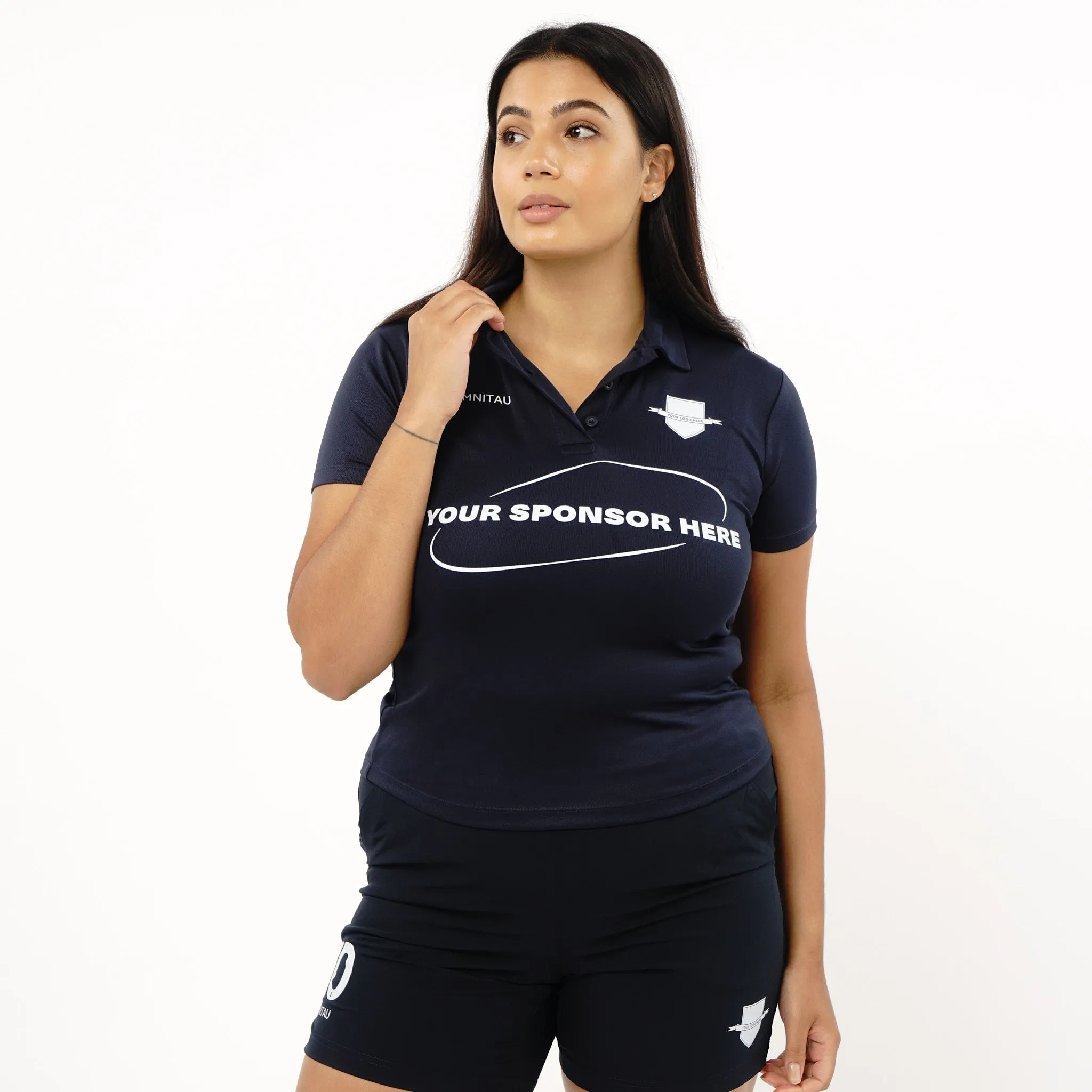 Omnitau Women's Core Football Polo Neck Shirt - French Navy
