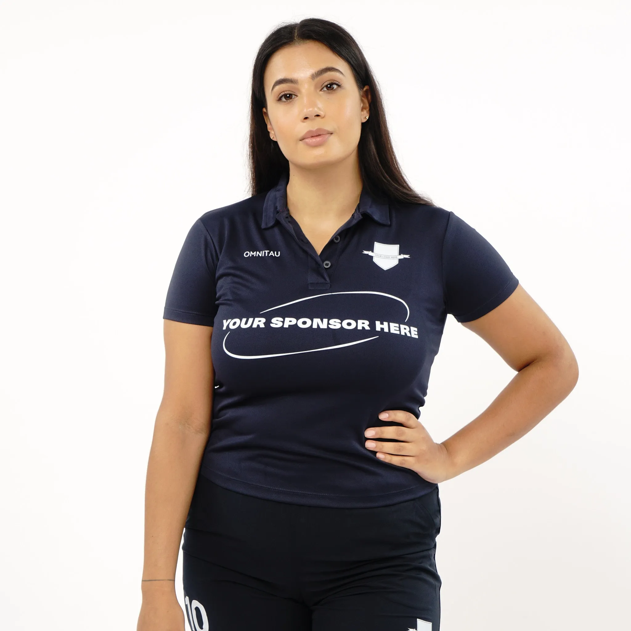 Omnitau Women's Core Football Polo Neck Shirt - French Navy