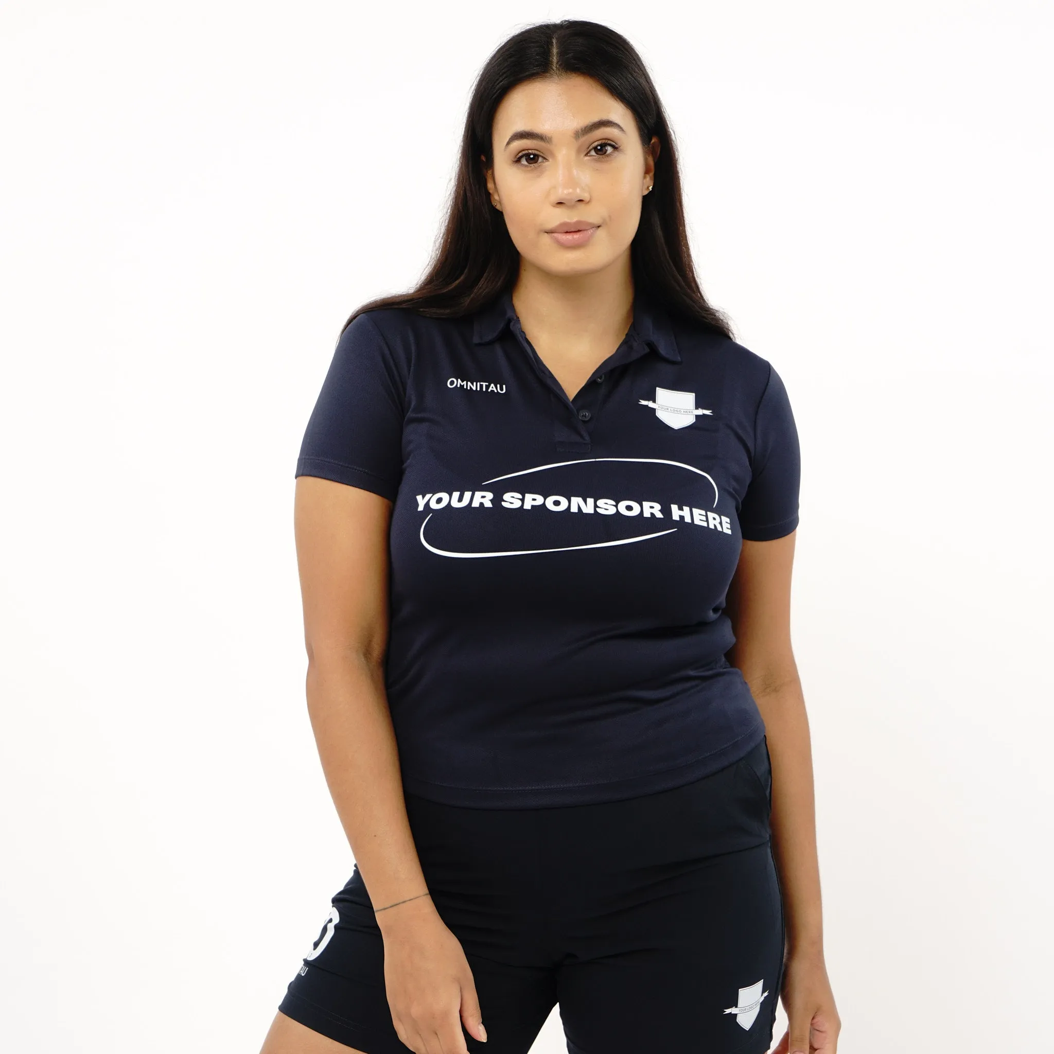 Omnitau Women's Core Football Polo Neck Shirt - French Navy