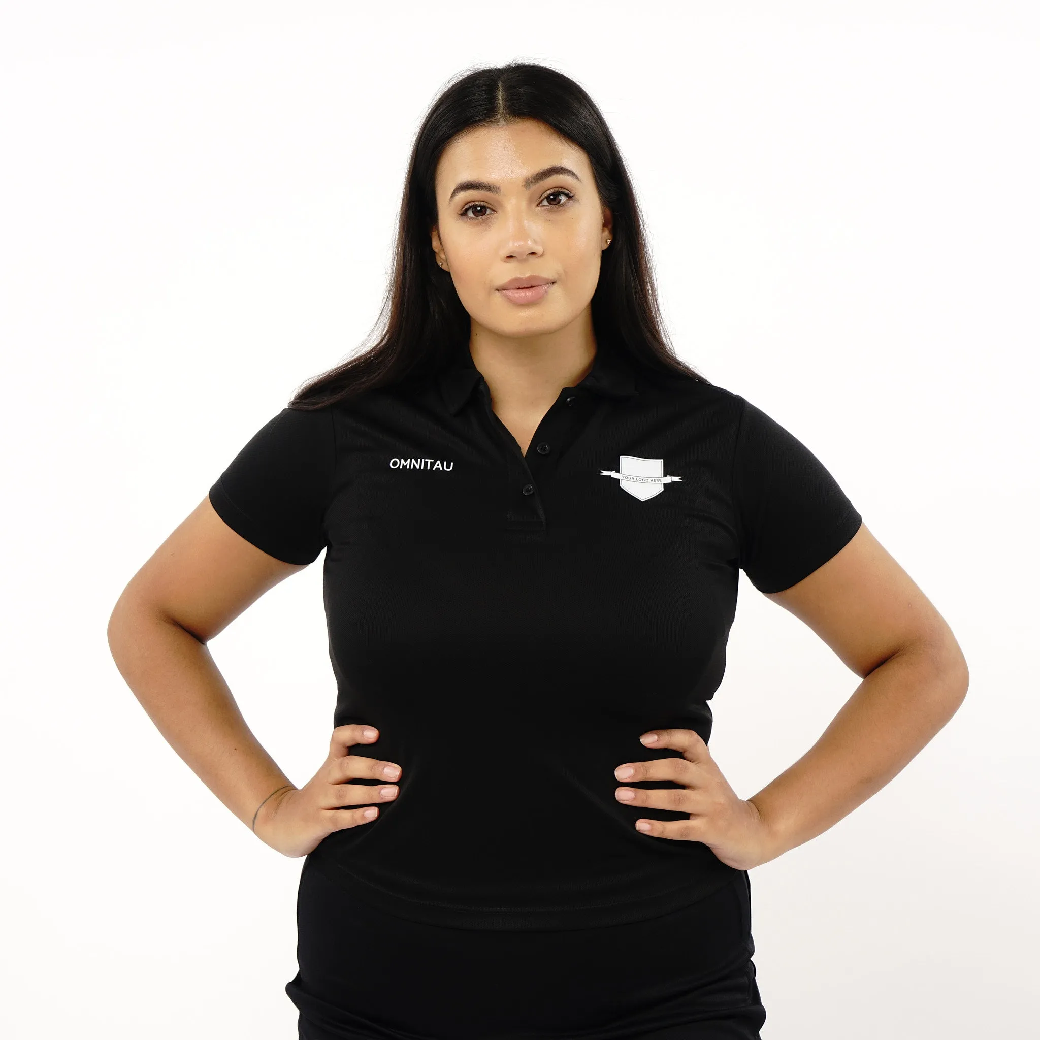 Omnitau Women's Core Multisport Playing Polo Neck Shirt - Black