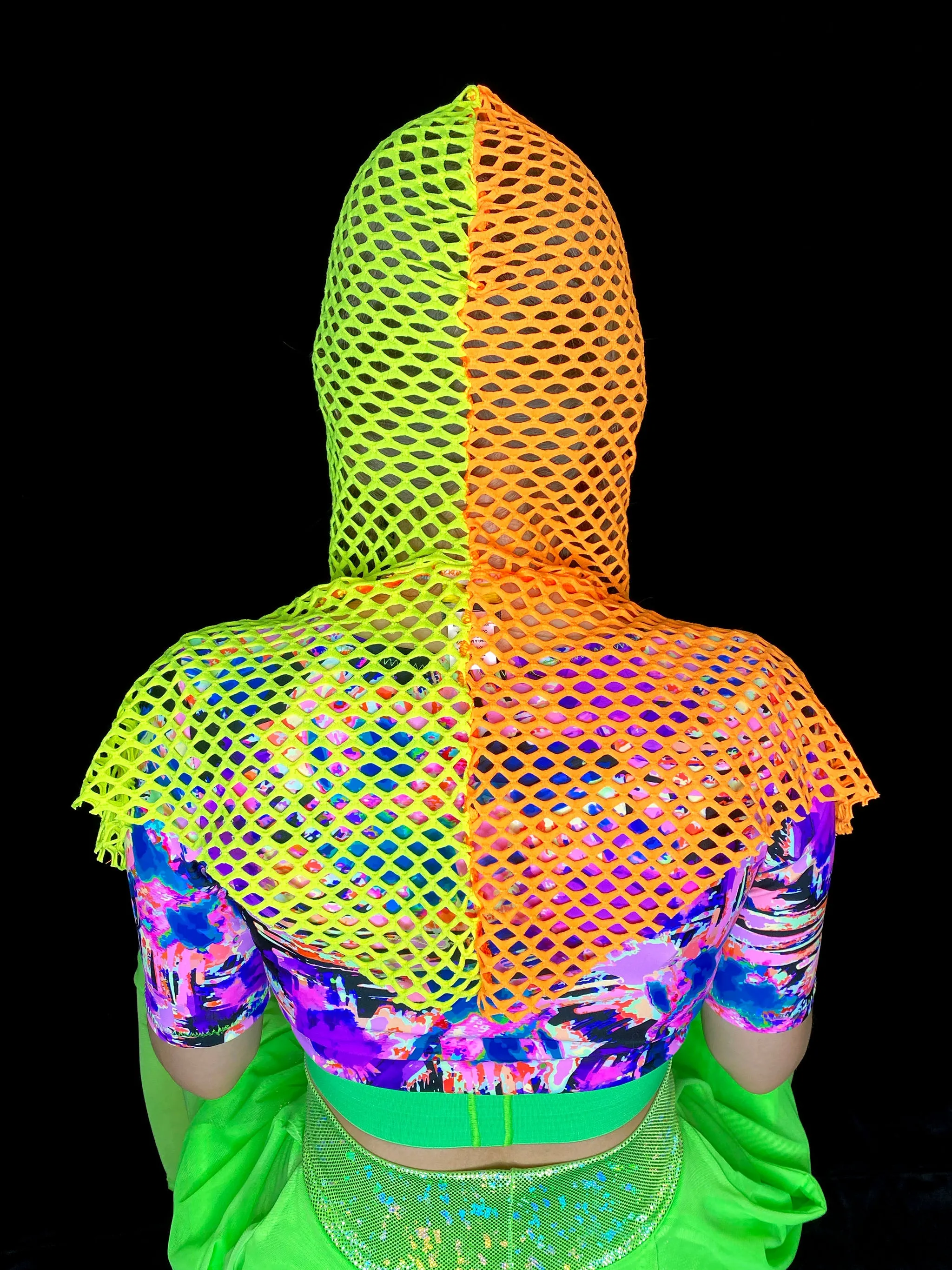 Orange & Yellow Fishnet Capelet