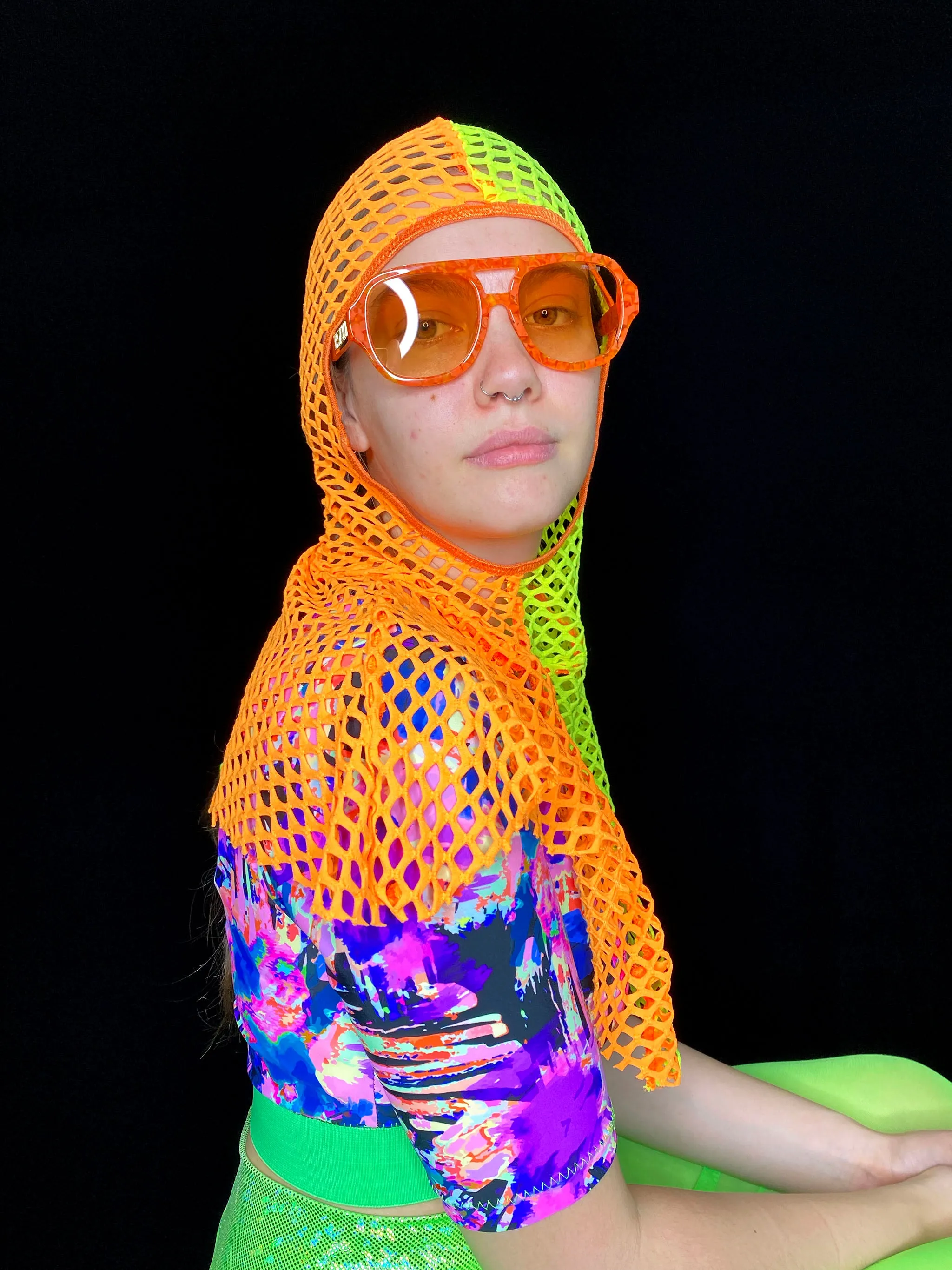 Orange & Yellow Fishnet Capelet