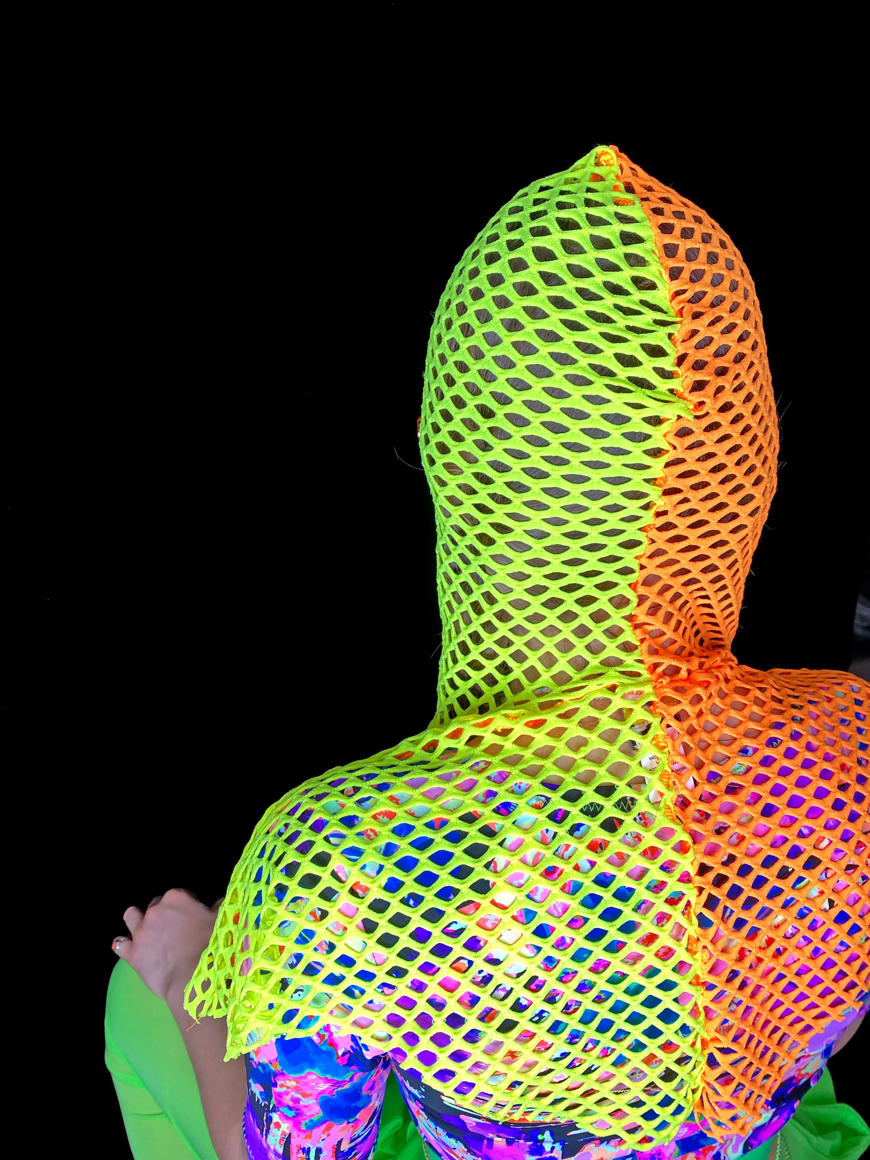 Orange & Yellow Fishnet Capelet