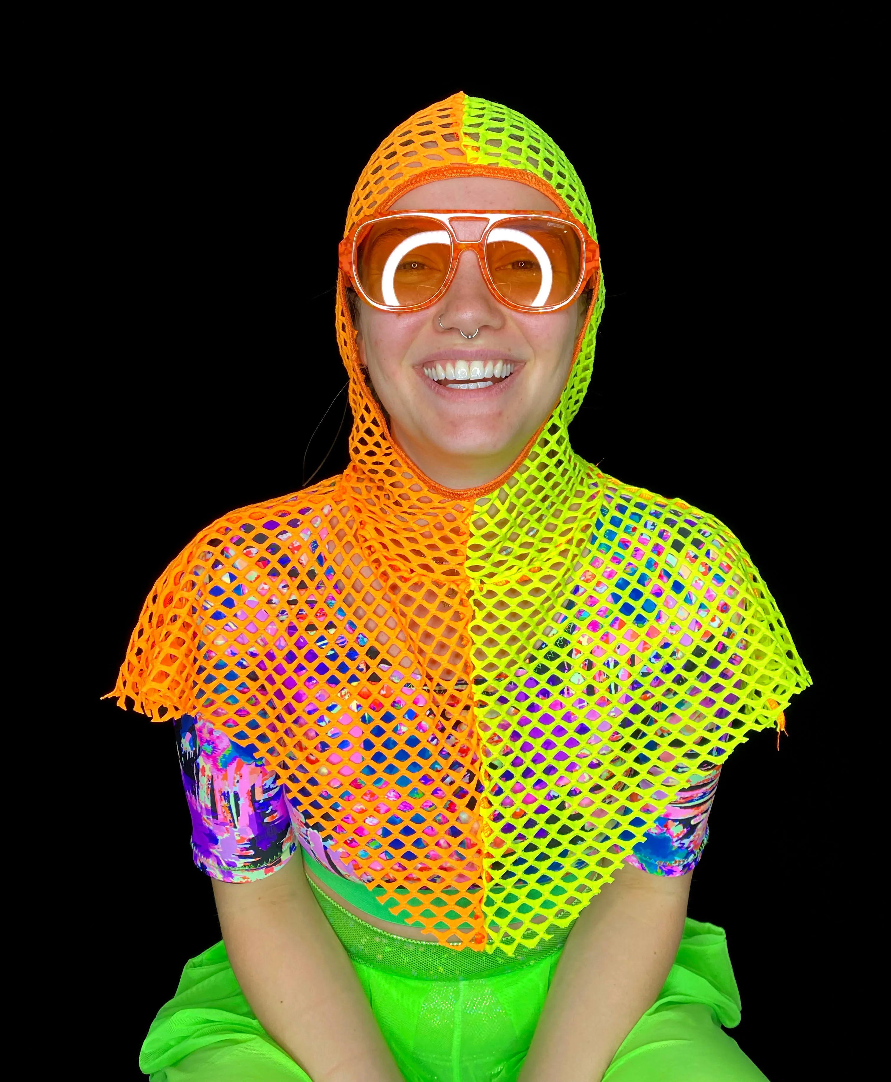 Orange & Yellow Fishnet Capelet