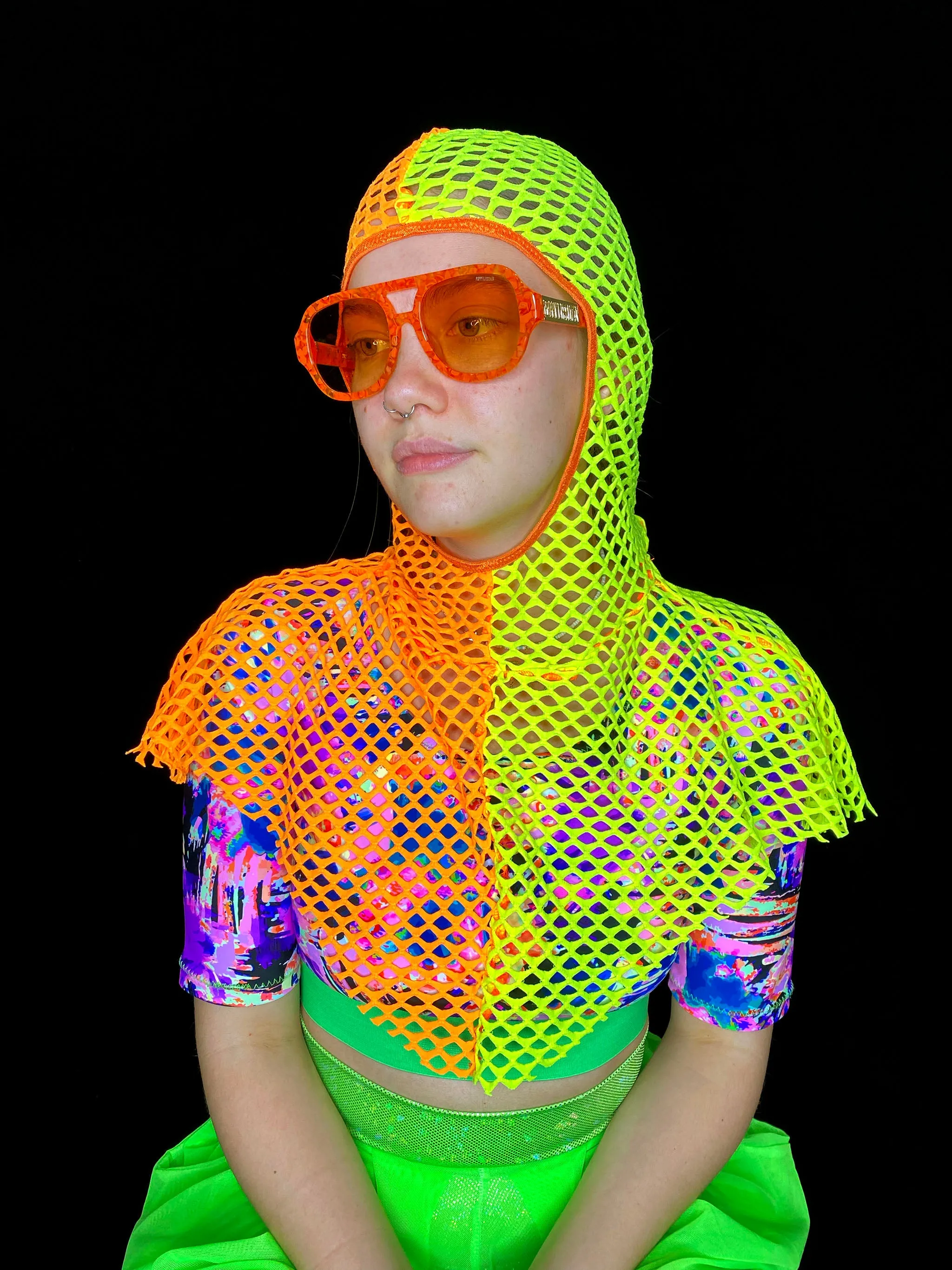 Orange & Yellow Fishnet Capelet