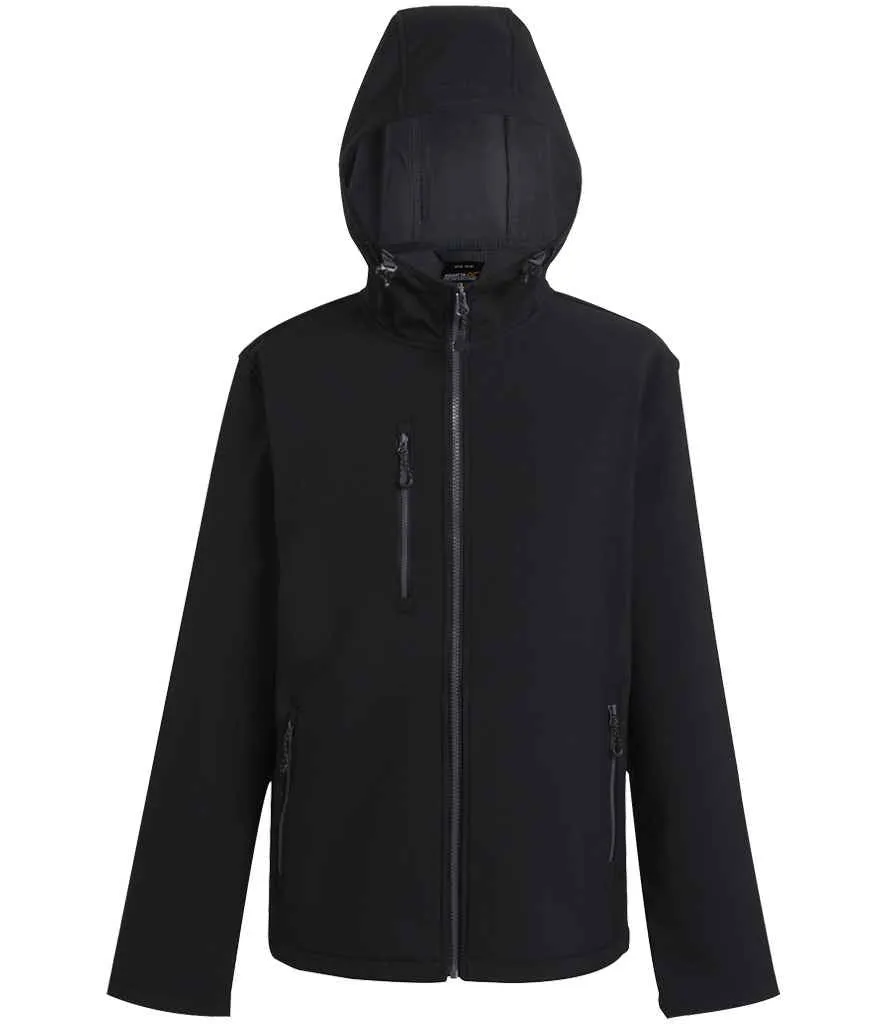 Regatta Navigate Two Layer Hooded Soft Shell Jacket | Black/Seal Grey