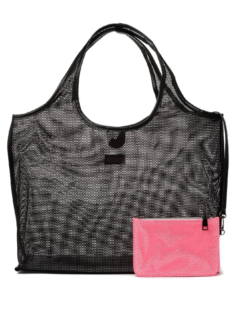 Roxy Black Mesh Tote - Haute Shore