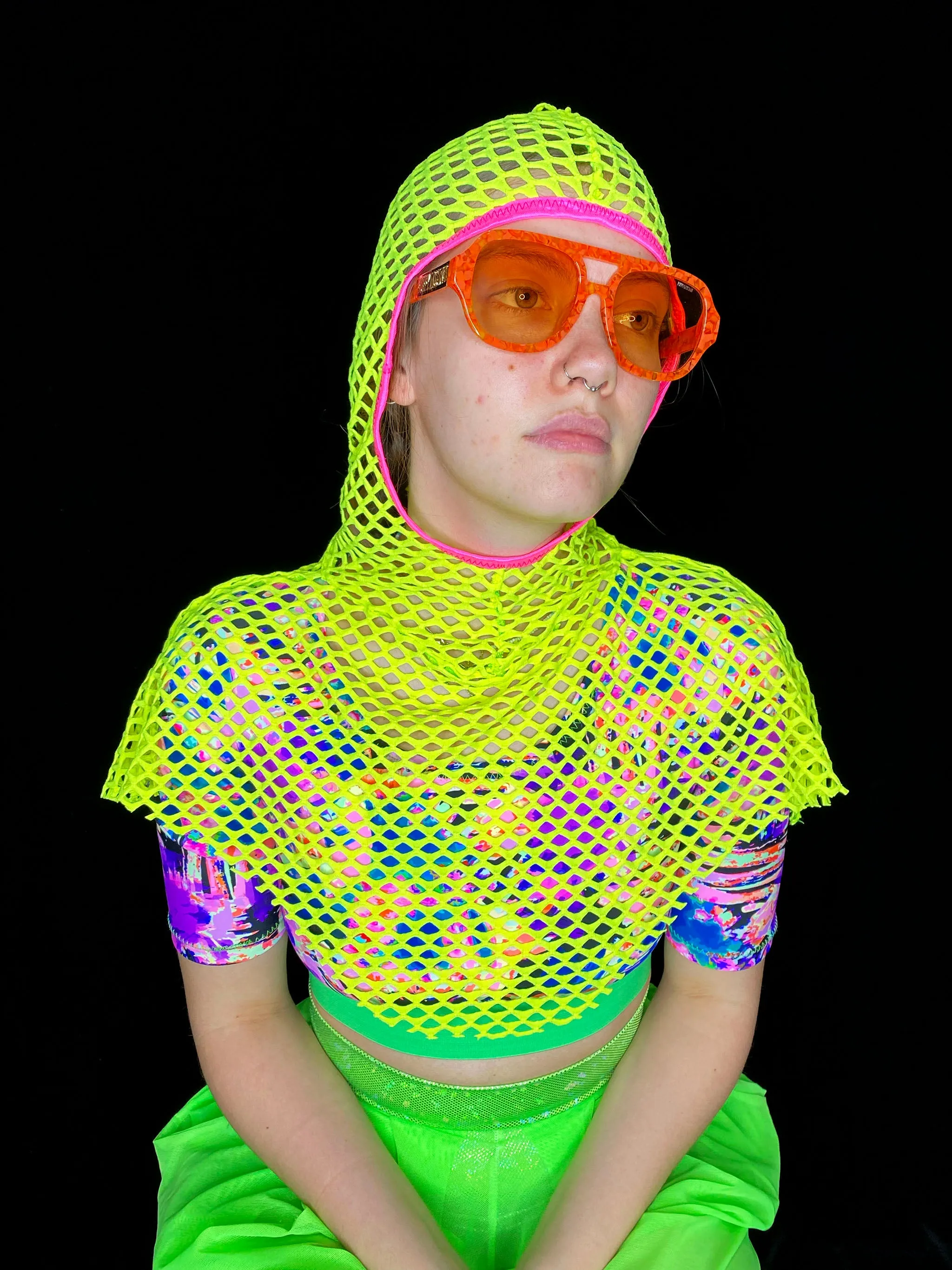 Yellow Fishnet Capelet