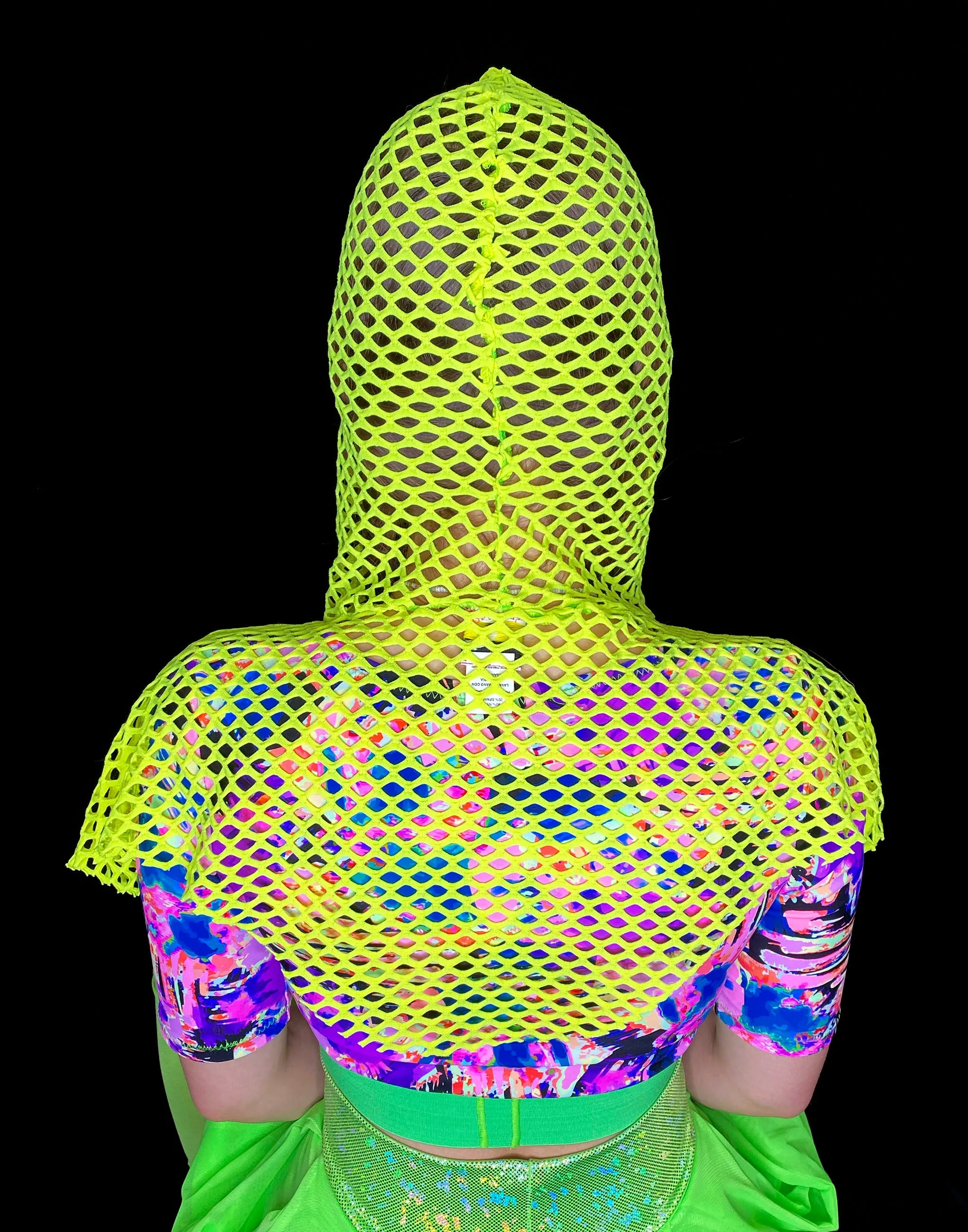 Yellow Fishnet Capelet